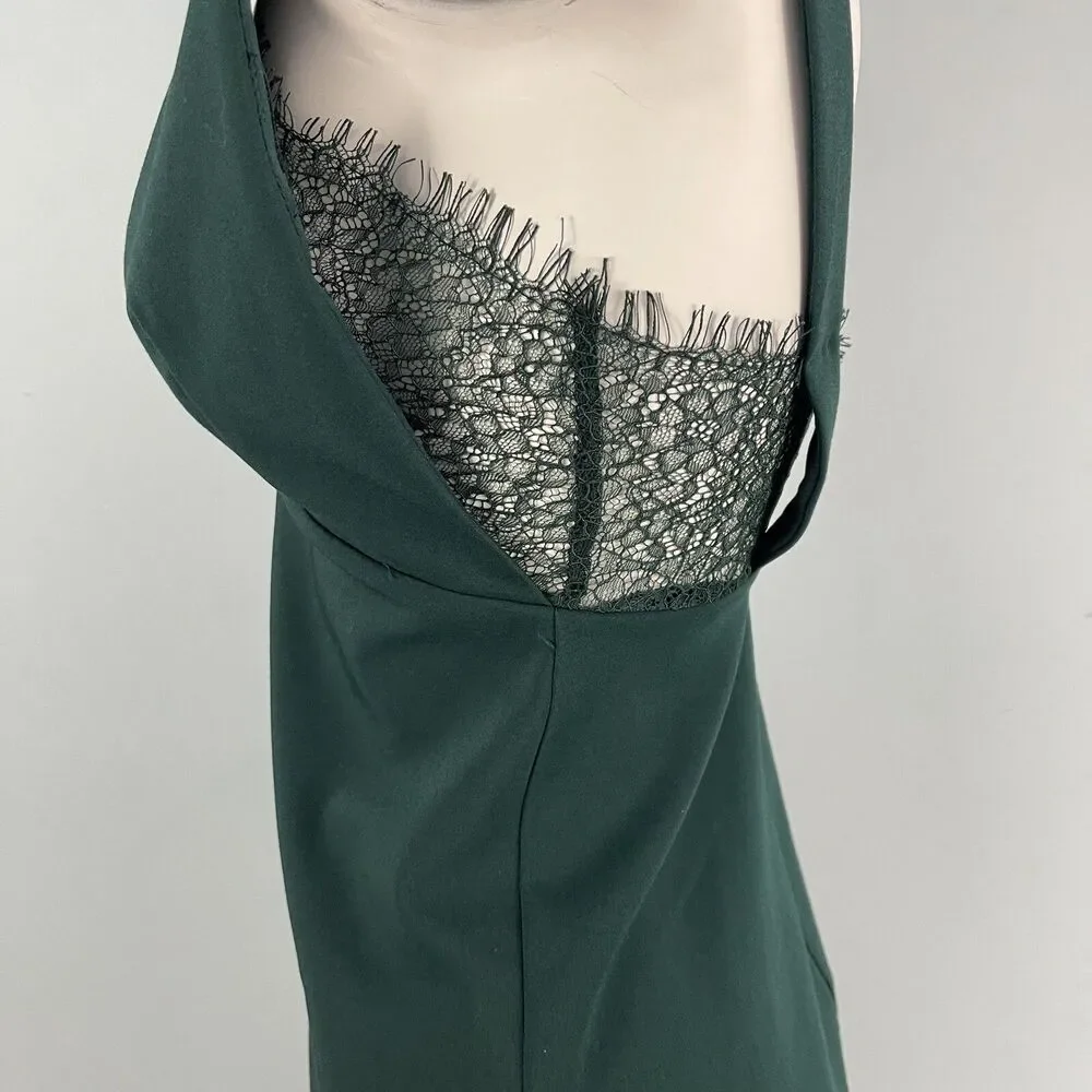 Zara Lace Strappy Cocktail Sexy Holiday Party Mini Dress‎ Small Dark Green